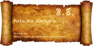 Matejka Barbara névjegykártya